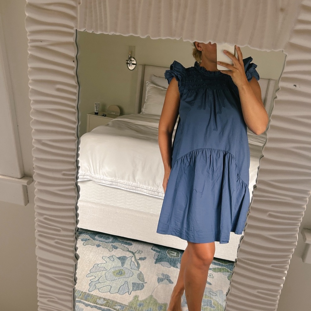 RARE SEA NEW YORK Blue / Purple FLUTTER SMOCKED DRESS